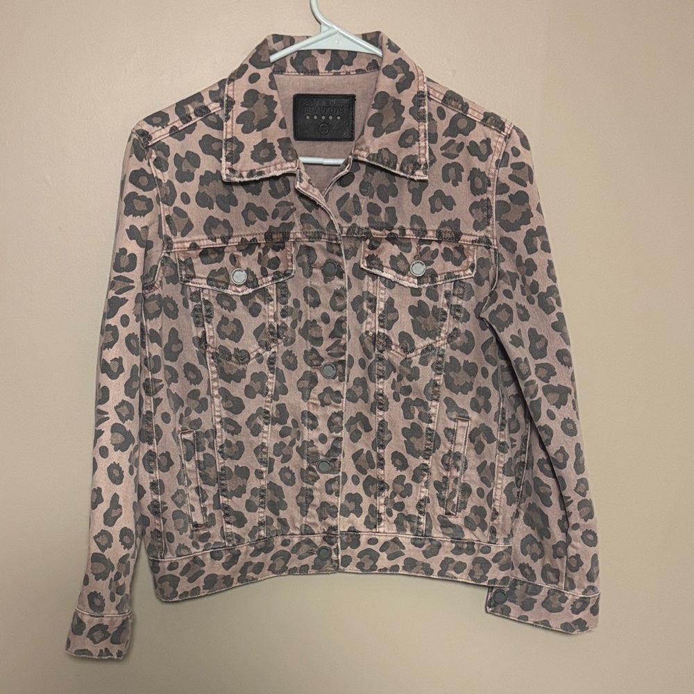 Blank NYC Pink Leopard Print Jean Jacket - Size XS